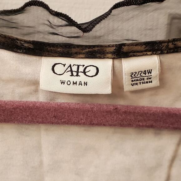CATO LEOPARD animal print faux wrap shirt plus size 22/24 - Picture 5 of 5
